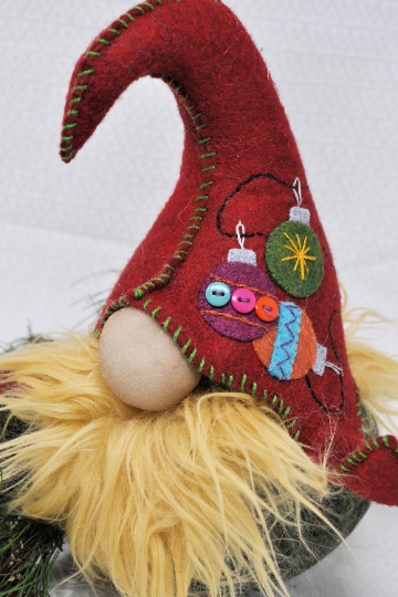 Wool Applique Digital Pattern - Mungo Gnome December Series