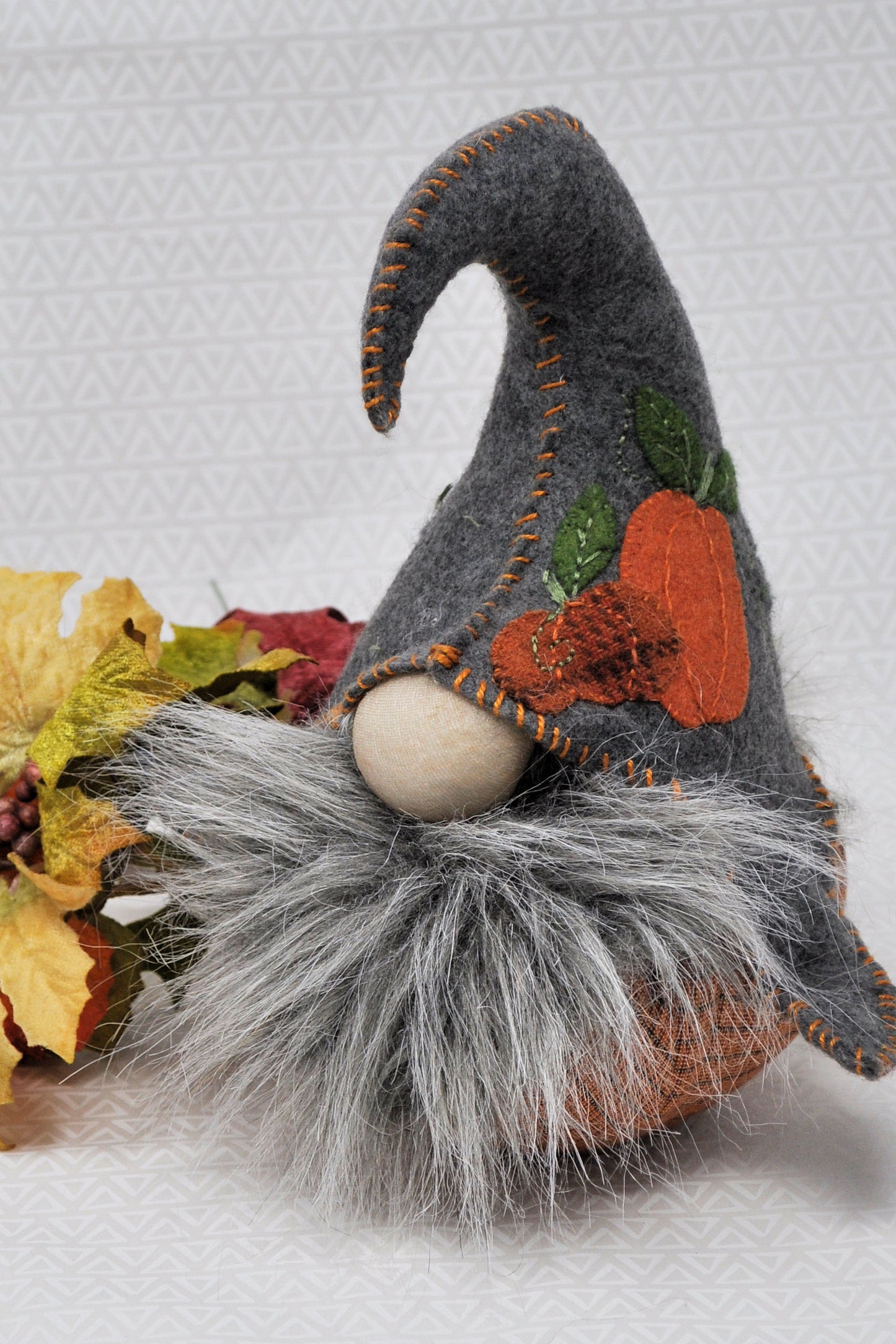 Wool Applique Digital Pattern - Mungo Gnome November Series